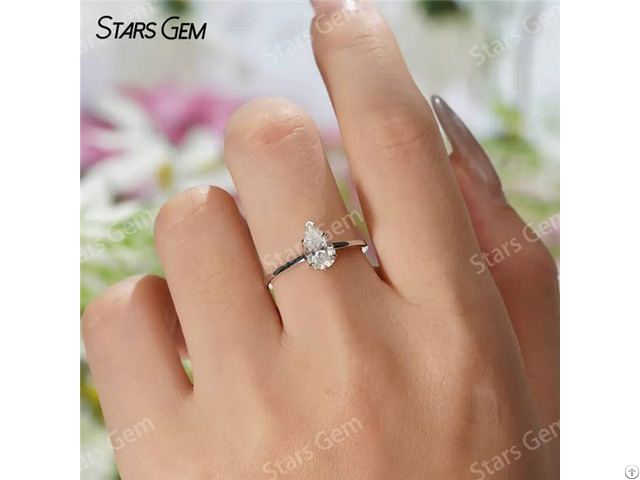 Pear Cut Moissanite S925 Sterling Silver Solitaire Engagement Ring