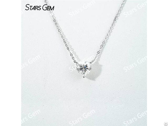 Heart Cut Moissanite S925 Sterling Silver Diamond Pendant Necklace