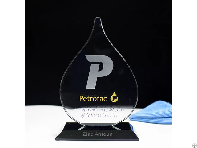 Teardrop Shaped Glass Trophy