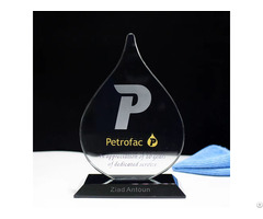 Teardrop Shaped Glass Trophy