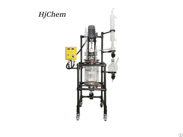 10l Double Jacketed Glass Reactor With Teflon Coated Frame