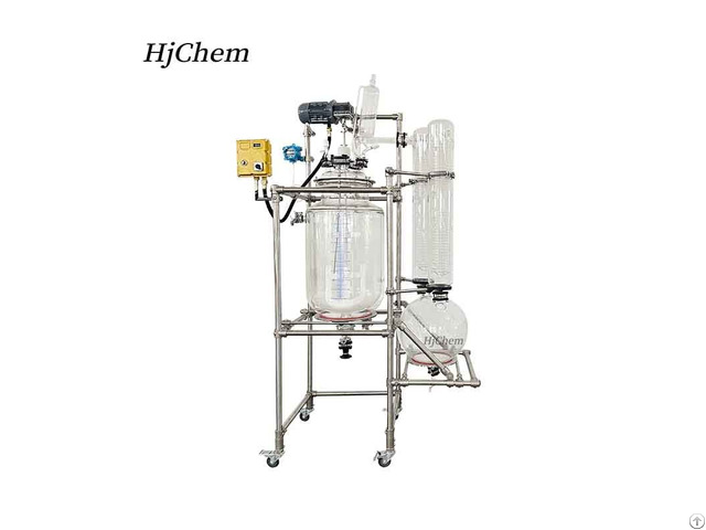 Customized 100l Pilot Plant Glass Reactor With Dual Condensers