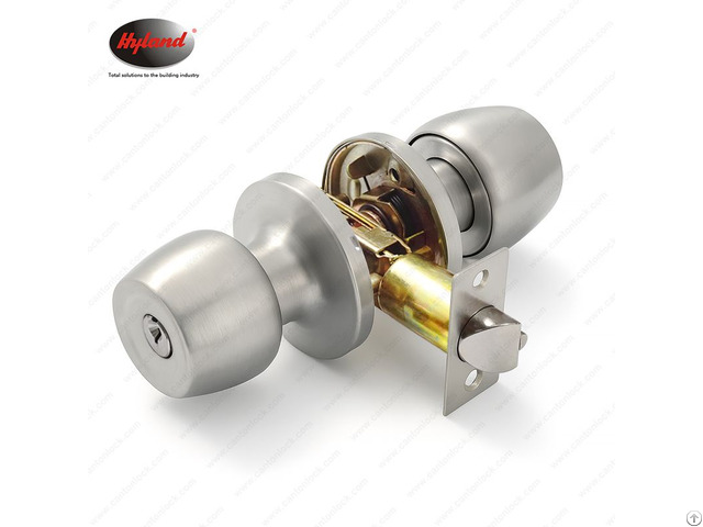 Stainless Steel Cylindrical Ball Knob Lock Set Keyed Entrance With Deadbolt For Wooden Doors 598