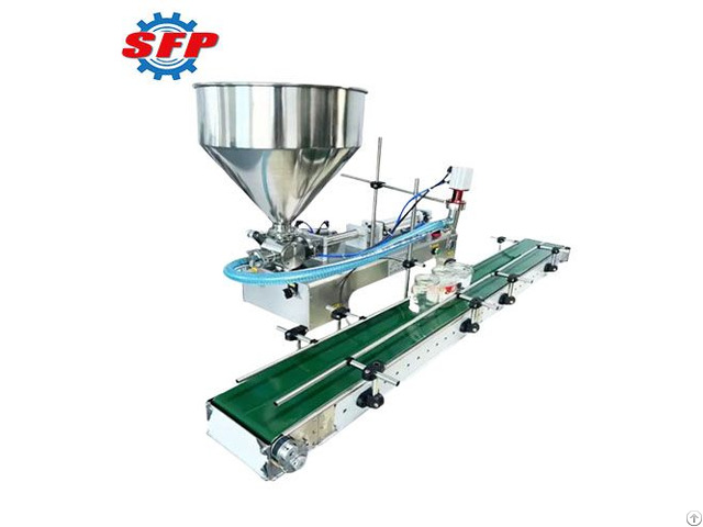 Factory Sale Single Head Semi Automatic High Viscosity Paste Filling Machine With Conveyor Belt