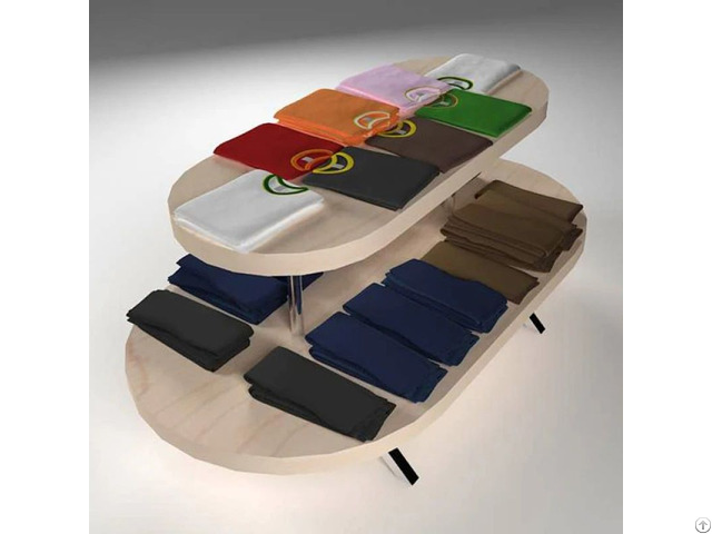 Double Layer Oval Wooden Display Table
