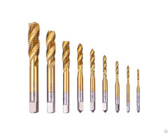 Mailuxia 5 Pcs M3 M4 M5 M6 M8 Titanium Coated Hss Spiral Flute Metric Taps Set