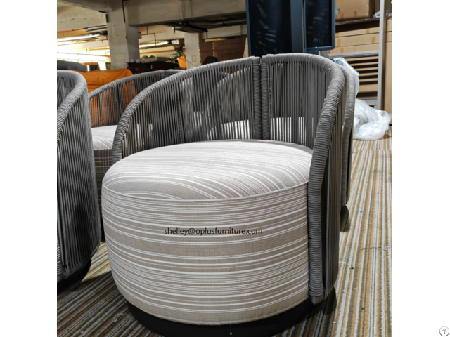 Modern Customized Outdoor Hotel Contract Project High Quality Aluminum Rope Upholstered Single Sofa