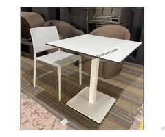 Customized Restaurant Contract Furniture White Hpl Metal Base Dining Table