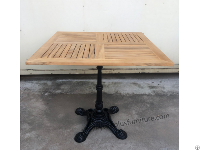 Architectural Contracts Modern Design Furniture Black Cast Iron Base Teak Wood Top Restaurant Table