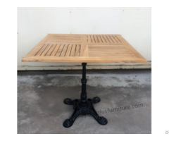 Architectural Contracts Modern Design Furniture Black Cast Iron Base Teak Wood Top Restaurant Table