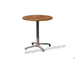 Modern Design Architect Contract Restaurant Dining Furniture Aluminum Base Teak Top Cafe Table