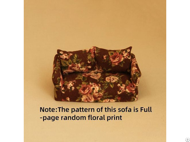 Scale Modern Dollhouse Sofa With Fabric Floral