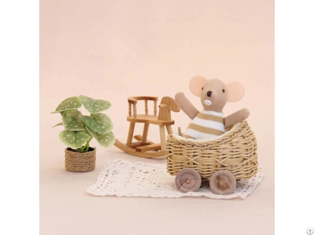 Miniature Dollhouse Furniture For Sale Mini Rattan Crib