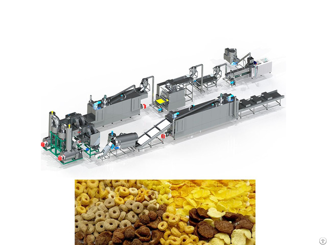 Automatic Twin Screw Extrusion Crispy Corn Flakes Making Machine Breakfast Cereal Machienry