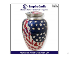 American Flag Theme Aluminum Adult Cremation Urn Patriotic Memorial Supplier Empire India