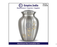 Aluminum Pet Cremation Urn With Paw Print Design Ash Storage Jar For Pets Empire India Moradabad
