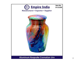 Colorful Aluminum Keepsake Cremation Urn Artistic Ash Storage Memorial Jar Empire India Moradabad