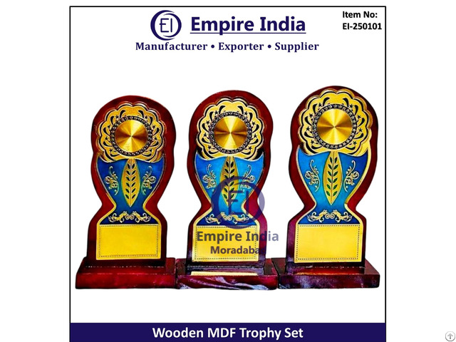Wooden Mdf Trophy Set With Decorative Design Custom Award Plaque Manufacturer Empire India