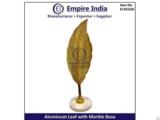Gold Aluminum Leaf Table Decor With Marble Base Modern Metal Accent Piece Empire India Moradabad