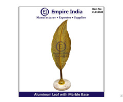 Gold Aluminum Leaf Table Decor With Marble Base Modern Metal Accent Piece Empire India Moradabad