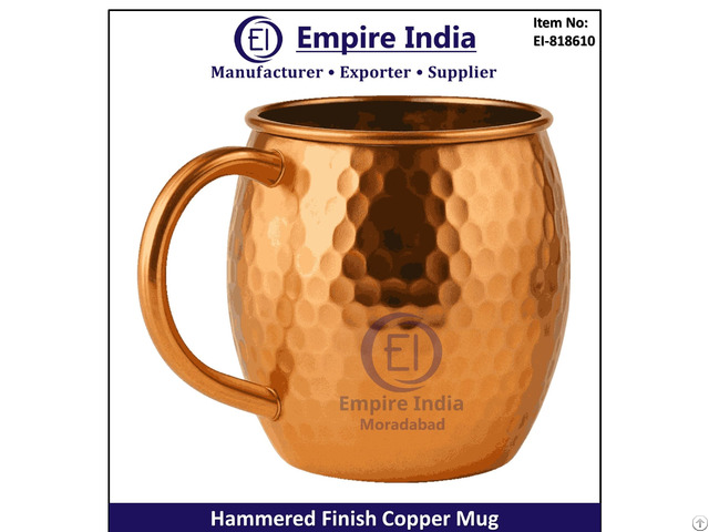 Hammered Finish Copper Mug Premium Ayurvedic Drinkware And Barware Empire India Moradabad