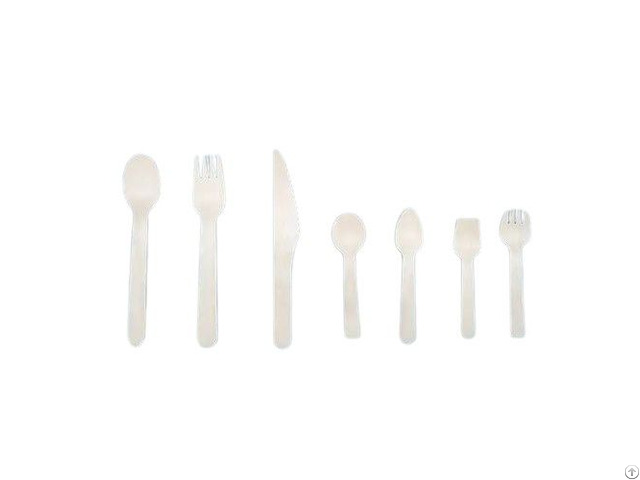 Portable Birch Wood Cutlery Set Wooden Spoon Knives Fork For Restaurants