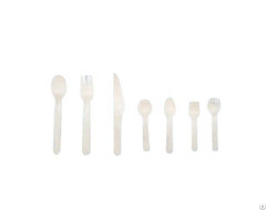 Portable Birch Wood Cutlery Set Wooden Spoon Knives Fork For Restaurants