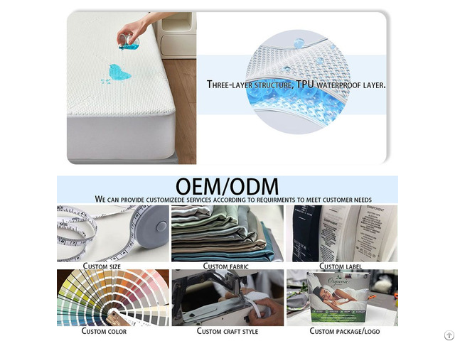 Breathable Comfortable Waterproof Cooling Mattress Protector For Bed Washable Noiseless