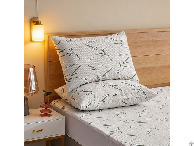 Hypoallergenic Knitted Cooling Bamboo Pillow Case For Sleep Camping Nursing Hotel Use