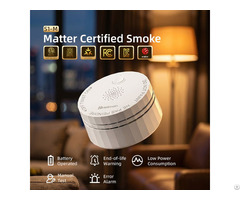 Ul217 10th Certified Matter Smoke Alarm With Replaceable Battery And Smart Home Integration