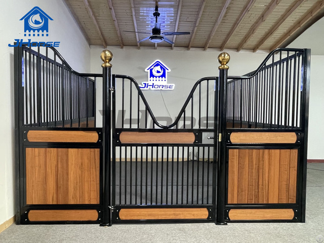 Black Powder Coated Bamboo Infill Horse Stall Front E 06