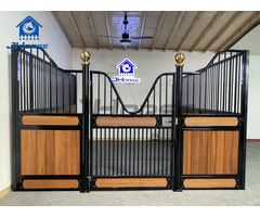 Black Powder Coated Bamboo Infill Horse Stall Front E 06
