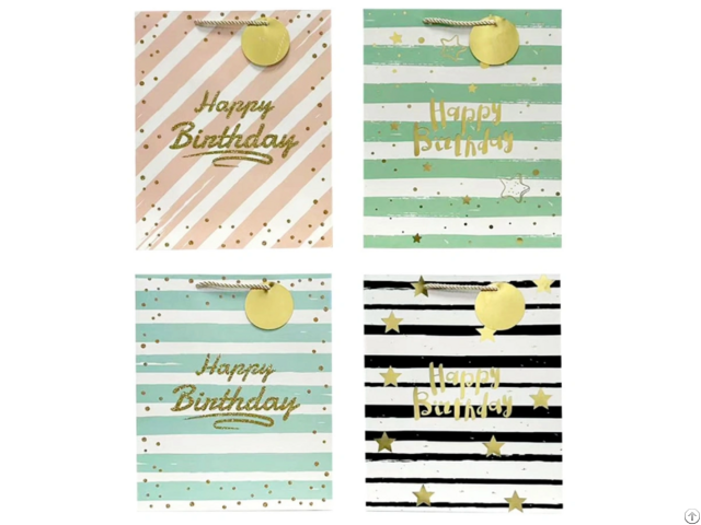 Customized Striped Star Dot Birthday Gift Paper Bags