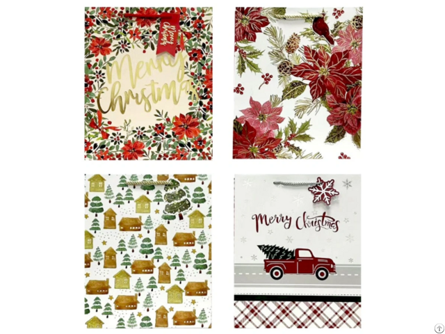 Customizable Rustic Holiday Christmas Gift Bag Set