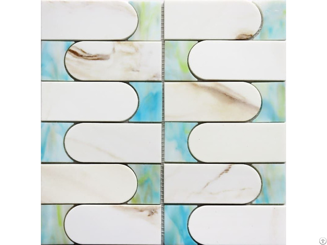 Gold Marble Glass Mosaic With Turquoise Accents