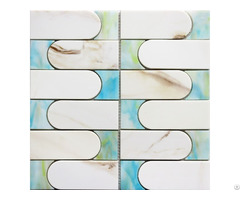 Gold Marble Glass Mosaic With Turquoise Accents