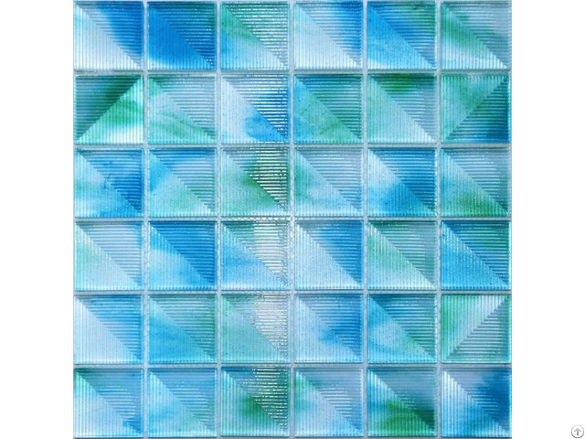 Ocean Ombre Checkered Square Mosaic Tile