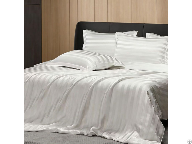 Oem Services Product Anti Static Breathable Flat Bed Sheet Hypoallergenic Soft Satin Strip Bedsheet
