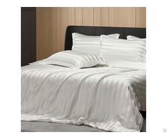 Oem Services Product Anti Static Breathable Flat Bed Sheet Hypoallergenic Soft Satin Strip Bedsheet