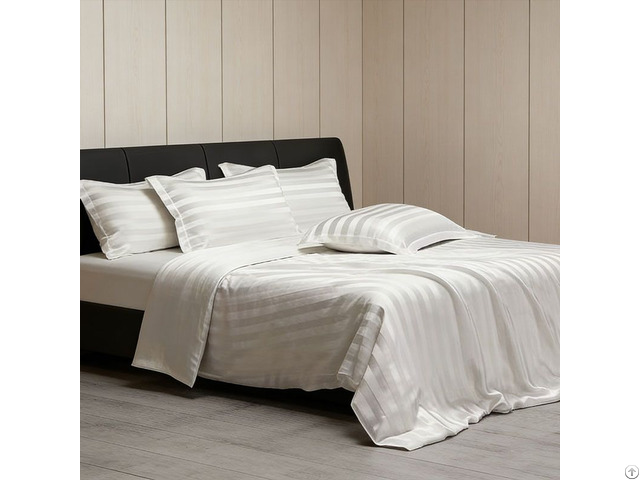 High Quality Luxury White Hotel Bed Flat Sheets Strip Comforter Bedding Set Single Size