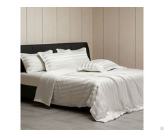 High Quality Luxury White Hotel Bed Flat Sheets Strip Comforter Bedding Set Single Size