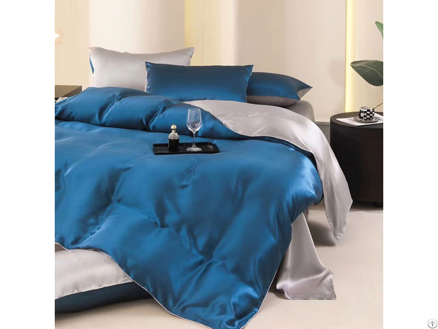 Custom Logo Printed Silk Satin Factory Direct Skin Friendly Bed Duvet Cover Bedding Set
