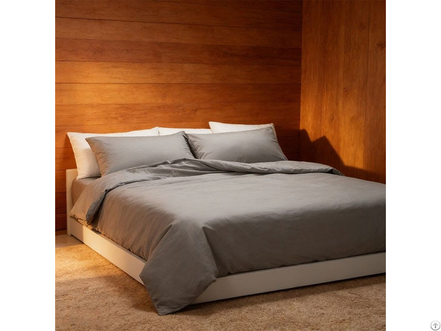 Wholesale Polyester Cotton Bedding Set Soft Breathable Solid Color Bed Linen