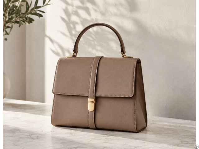 Custom Structured Top Handle Leather Handbag