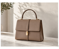 Custom Structured Top Handle Leather Handbag
