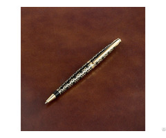 Engraved Metal Ballpoint Pen Black Gold Luxury