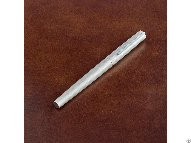 Custom Logo Brushed Silver Fountain Pen