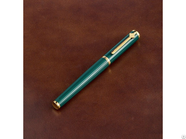 British Racing Green Striped Fountain Pen