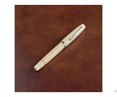 Custom Ivory Resin Fountain Pen Silver Accent