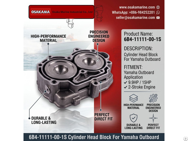 Cylinder Head Block 6b4 11111 00 1s Yamaha 9 9hp 15hp Outboard